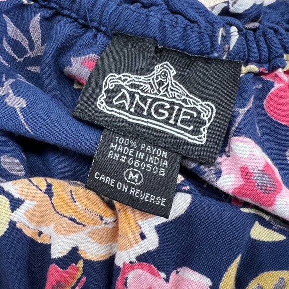 Angie Floral Off-Shoulder Boho Bell Sleeve Romper Blue Multicolor Size Medium - Picture 8 of 10